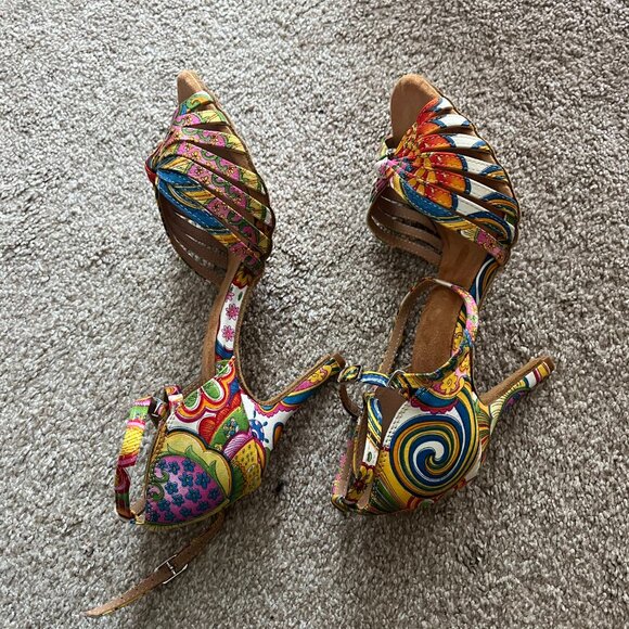 Colorful Strappy Dance Heels Women's U.S. Size 8.5 - Picture 4 of 6